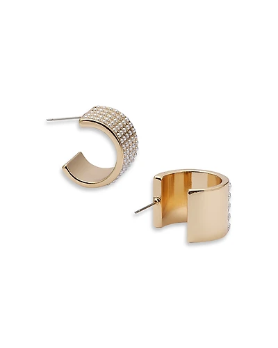 Kenneth Jay Lane Imitation Pearl Multirow Huggie Hoop Earrings