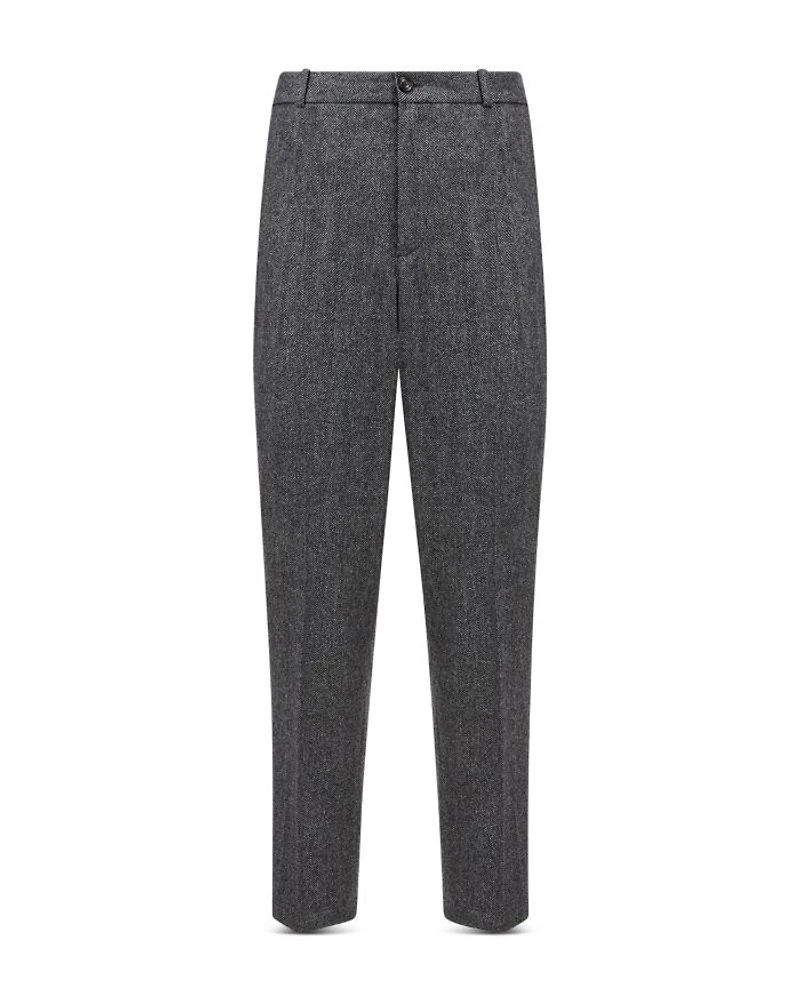 Wool Blend Herringbone Regular Fit Pants