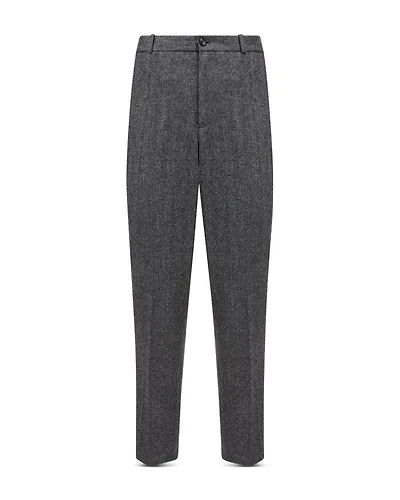 Wool Blend Herringbone Regular Fit Pants