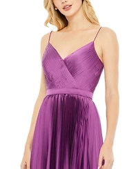 Pleated Satin Flowy Midi Dress