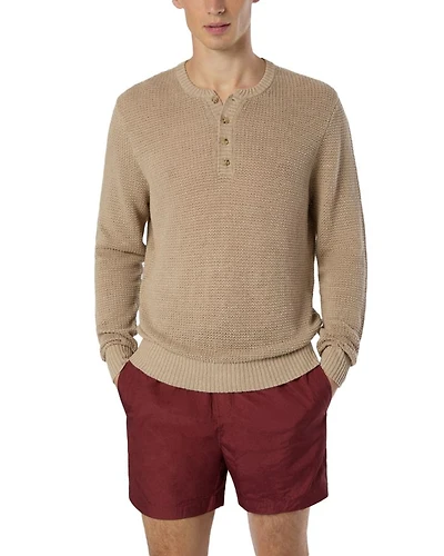 Linen Textured Knit Henley Sweater