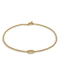 18K Yellow Gold Micro Chain Necklace with Diamonds, 16"