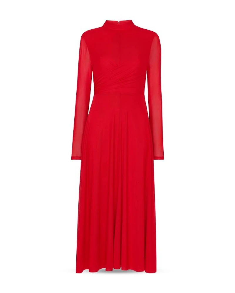 Petite Arabella Ruched Mesh Dress