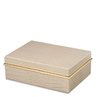 Classic Croc Embossed Leather Small Box in Fawn