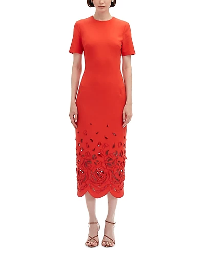 Oscar de la Renta Rose Cut Out Midi Dress
