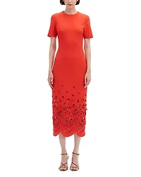 Oscar de la Renta Rose Cut Out Midi Dress