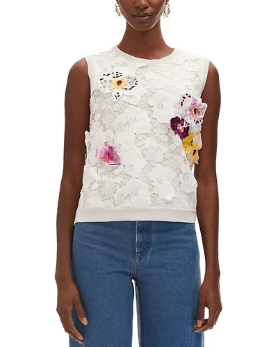 Guipure Floral Lace Knit Tank