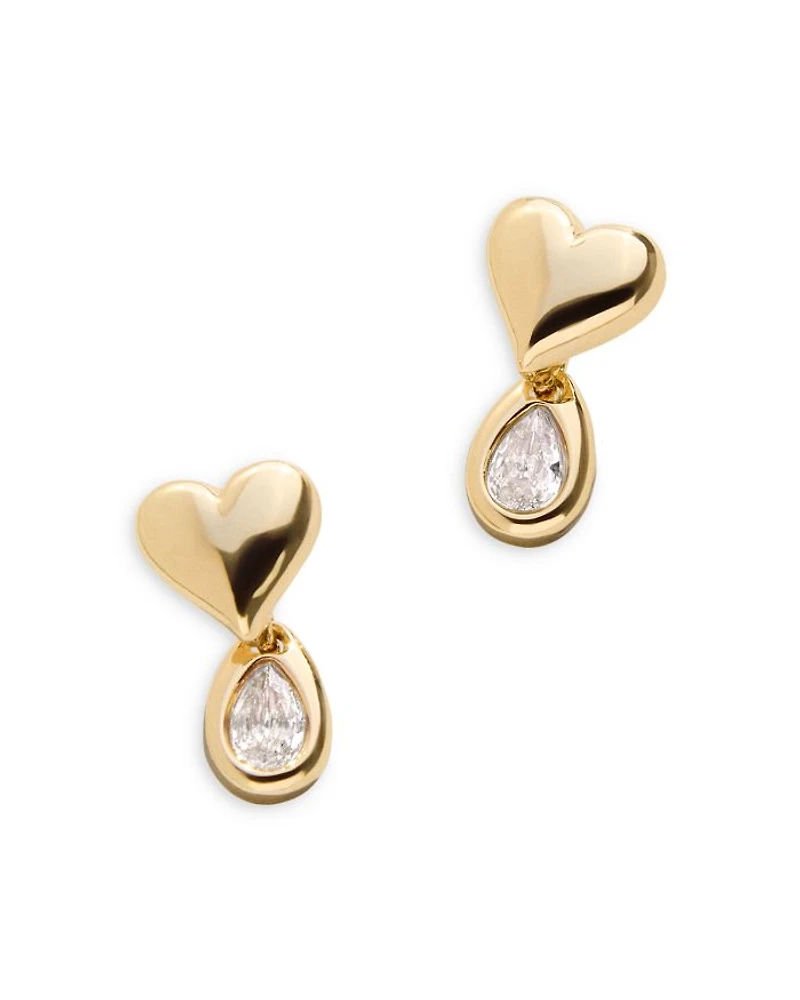 Athena Cubic Zirconia Heart Bezel Drop Earrings
