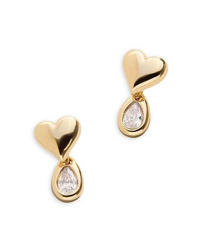 Athena Cubic Zirconia Heart Bezel Drop Earrings