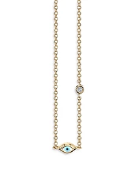 Sydney Evan 14K Yellow Gold Mini Enamel Evil Eye Pendant Necklace, 18