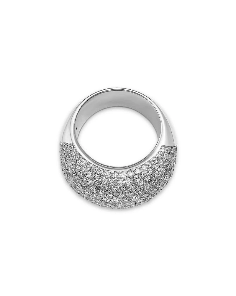 14K White Gold Diamond Pavé Ring, 3.5 tcw