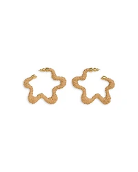 Raffia Wrapped Flower Large Hoop Earrings