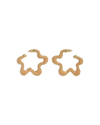 Cult Gaia Raffia Wrapped Flower Large Hoop Earrings