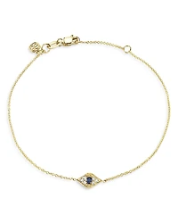 Sydney Evan 14K Yellow Gold Diamond Mini Evil Eye Charm Bracelet