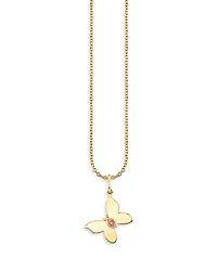 Sydney Evan 14K Yellow Gold Wicked Glinda Marquise Eye Butterfly Charm Necklace, 18