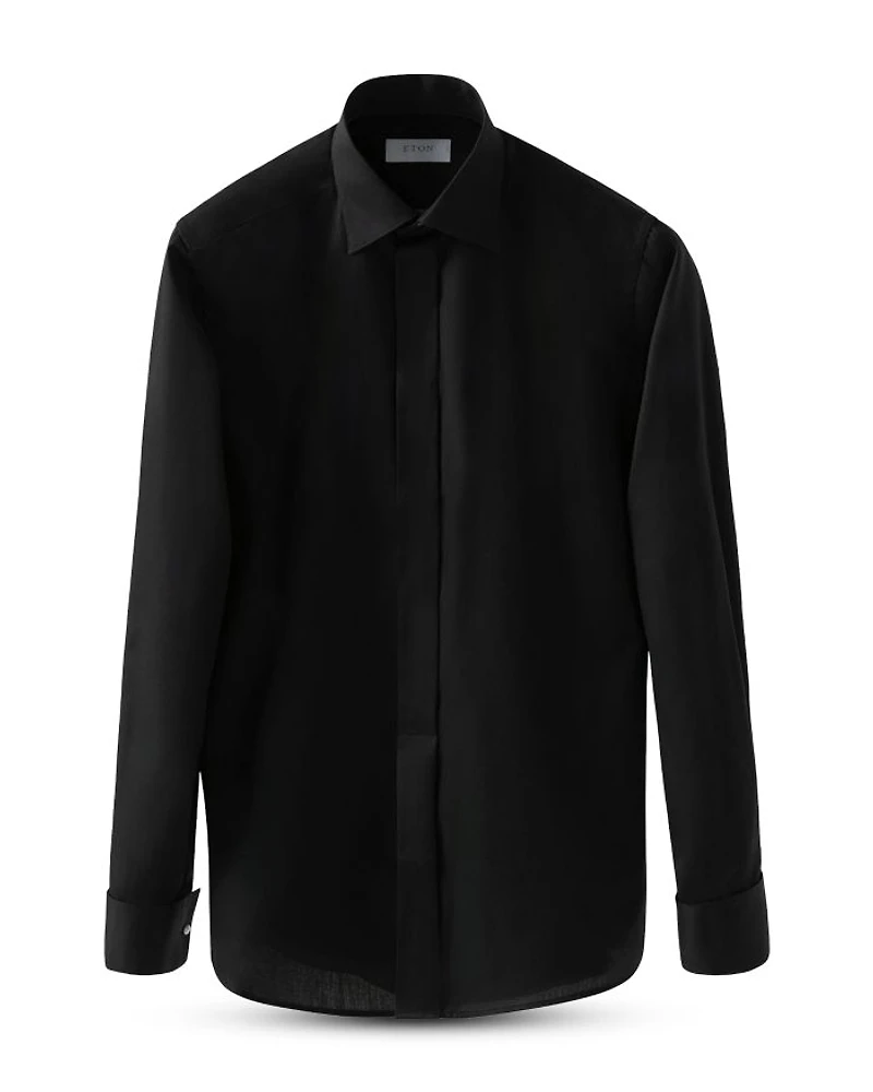 Slim Fit Twill Fly Front Formal Shirt