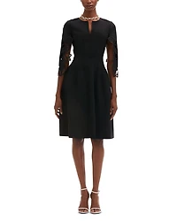Lace Embroidered Split Neck Dress