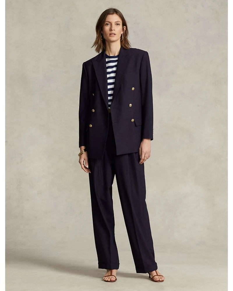 Wool Blend Double Breasted Blazer