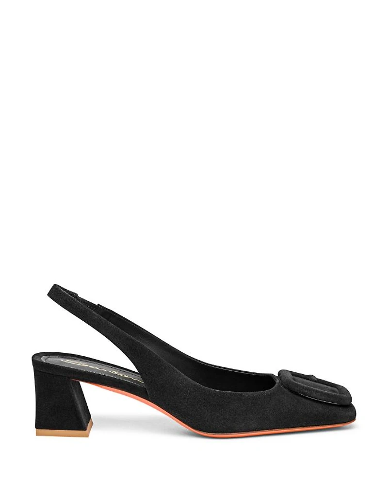 Women's Lemon Suede Sling Back Pumps