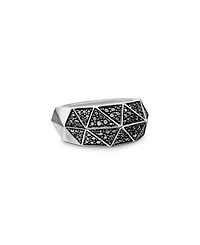 Men's Sterling Silver Faceted Black Diamond Pavé Ring