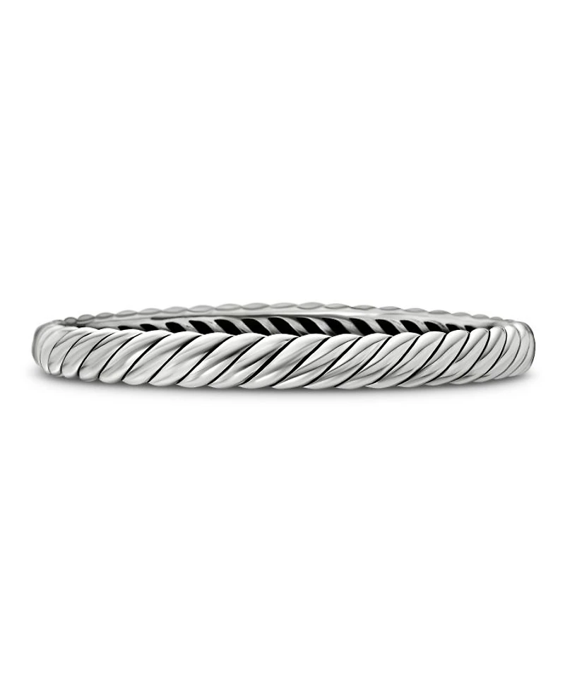 Sterling Silver Sculpted Cable Medium Bangle Bracelet