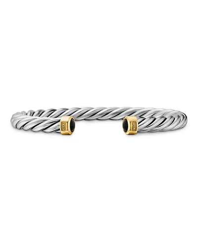 Men's Cable Cuff Bracelet in Sterling Silver & 18K Yellow Gold