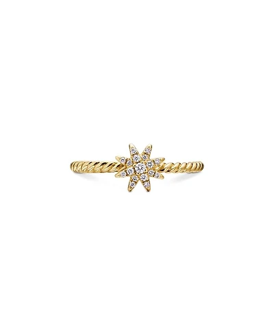 Petite Starburst Station Ring 18K Yellow Gold with Diamonds