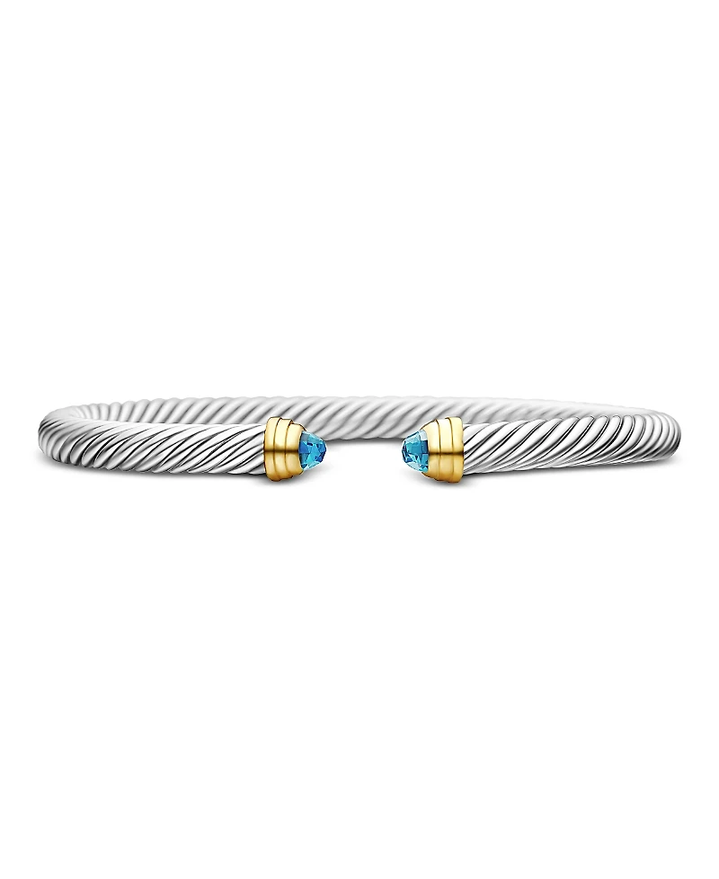 David Yurman Cable Classics Bracelet with Blue Topaz and 14K Gold