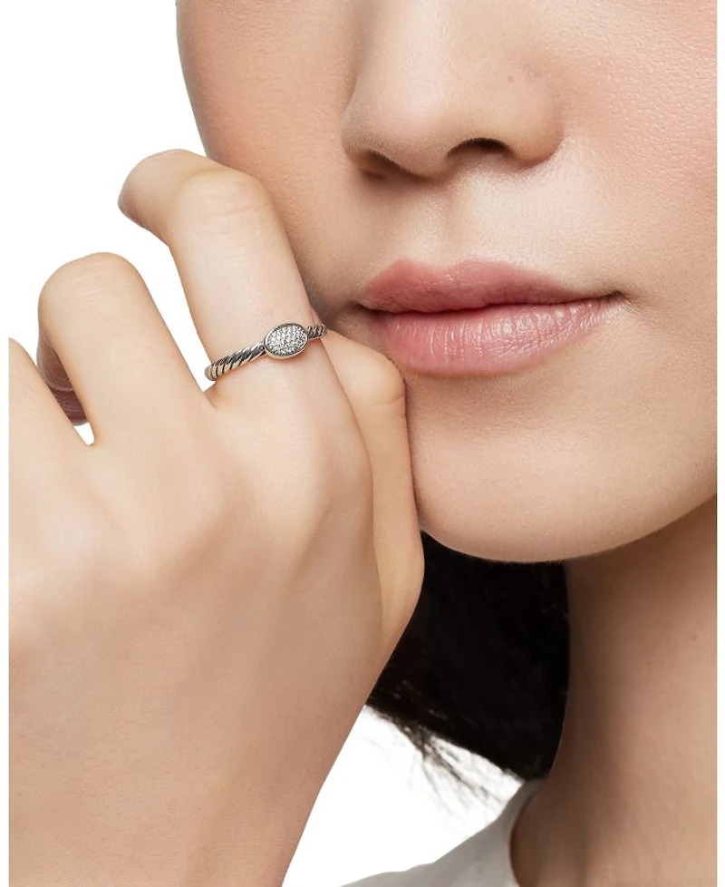 Petite Pavé Oval Ring with Diamonds