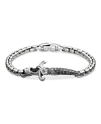 Men's Sterling Silver Waves Black Diamond Pavé Dagger Bracelet