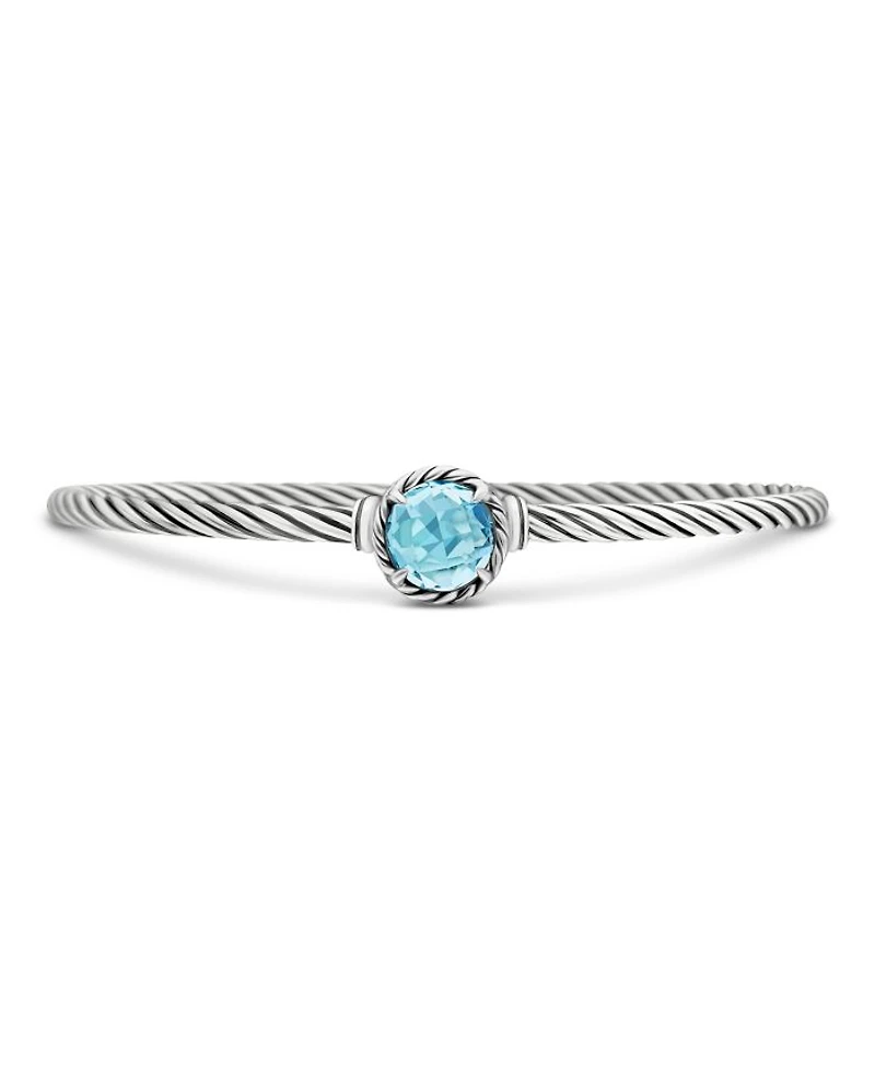 Petite Châtelaine ® Bracelet Sterling Silver with Blue Topaz, 3mm