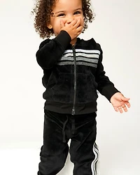 Unisex Cozy Velour Zip Front Hoodie & Sweatpants Set - Baby