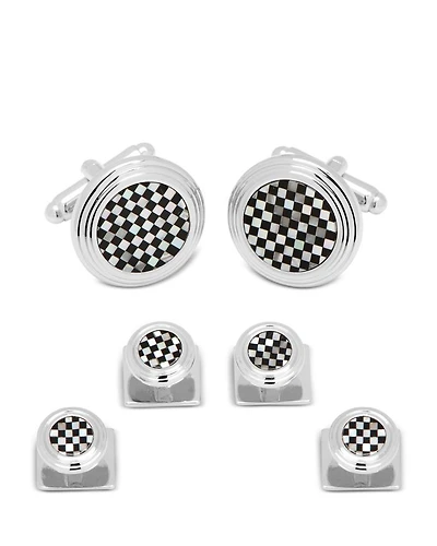 Onyx & Mother of Pearl Checker Stud Set