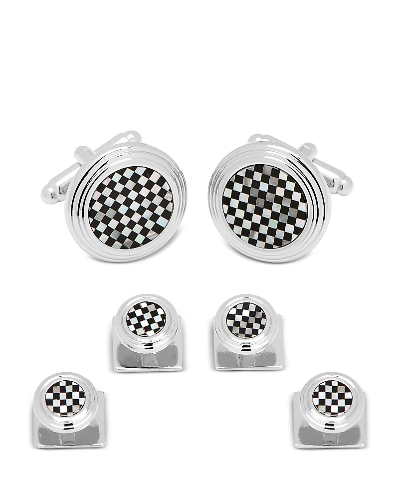 Cufflinks Inc Onyx & Mother of Pearl Checker Stud Set