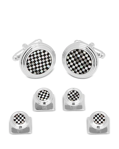 Cufflinks Inc Onyx & Mother of Pearl Checker Stud Set