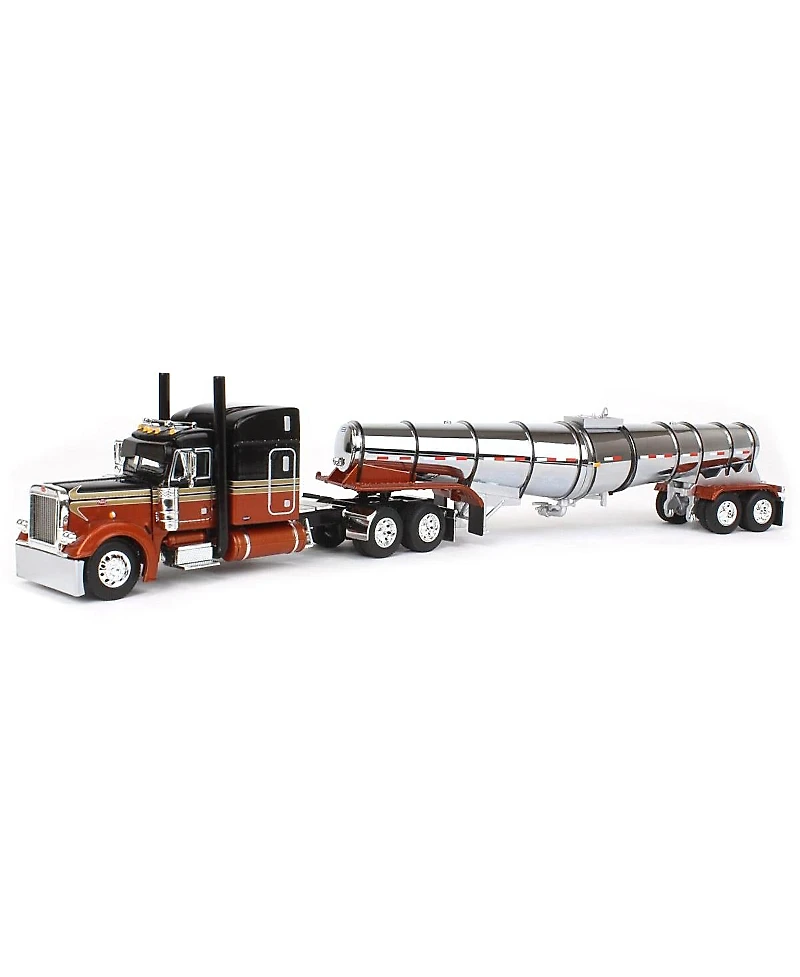 First Gear 1/64 Burnt Orange Peterbilt w/ 63in Mid-Roof Sleeper & Polar Deep Drop Tanker, Dcp by 14+ - Ages 5-7