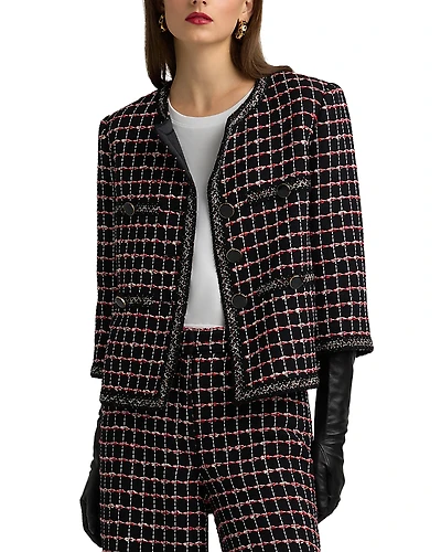 St. John Windowpane Tweed Jacket