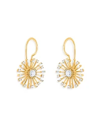 Diamond Sunlight Rays Drop Earrings in 18K Yellow Gold, 0.95 tcw