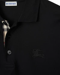 Eddie Cotton Piqué Equestrian Knight Embroidered Slim Fit Check Placket Polo Shirt