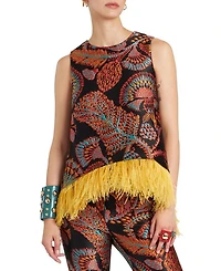 La Scala Top (With Feathers) Jacquard Sicomore Black
