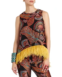 La DoubleJ Scala Top (With Feathers) Jacquard Sicomore Black