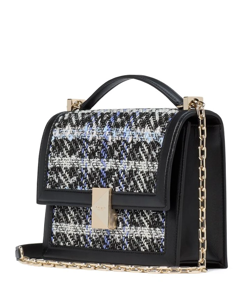 Deco Plaid Tweed Chain Shoulder Bag