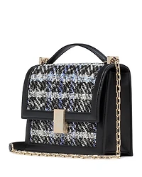 Deco Plaid Tweed Chain Shoulder Bag