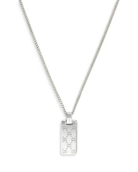 Sterling Silver Gucci Signature Logo Dog Tag Pendant Necklace, 19.5-21.6"