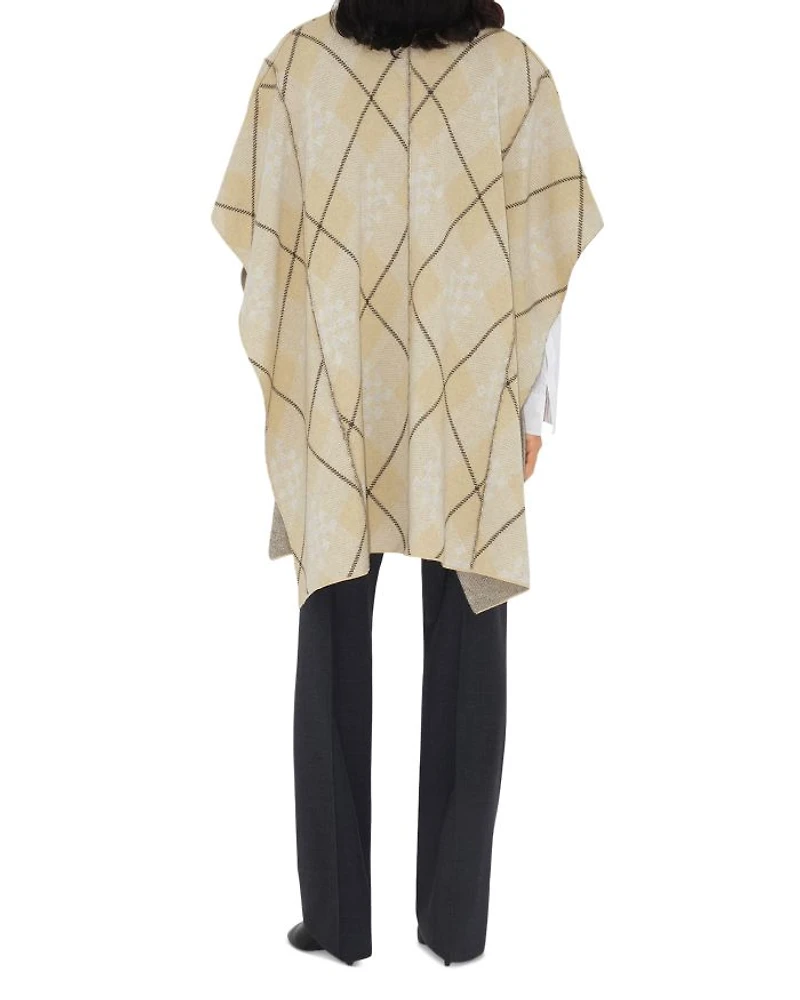 Check Wool Mohair Blend Cape