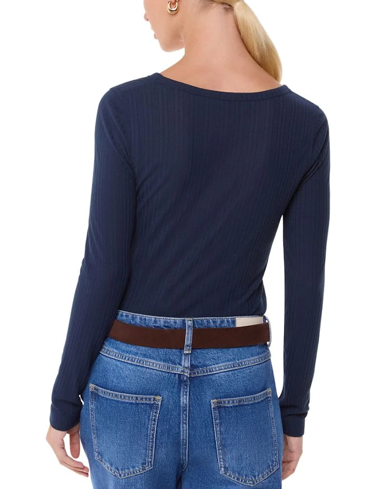 Ribbed V Neck Top