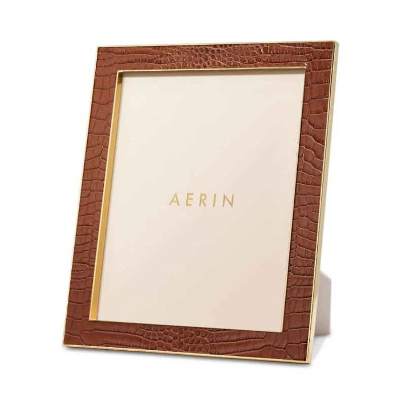 Classic Croc Leather Frame, Chestnut, 8" x 10"