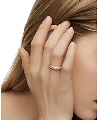 Sculpted Cable Pavé Band Ring 18K Yellow Gold with Diamonds