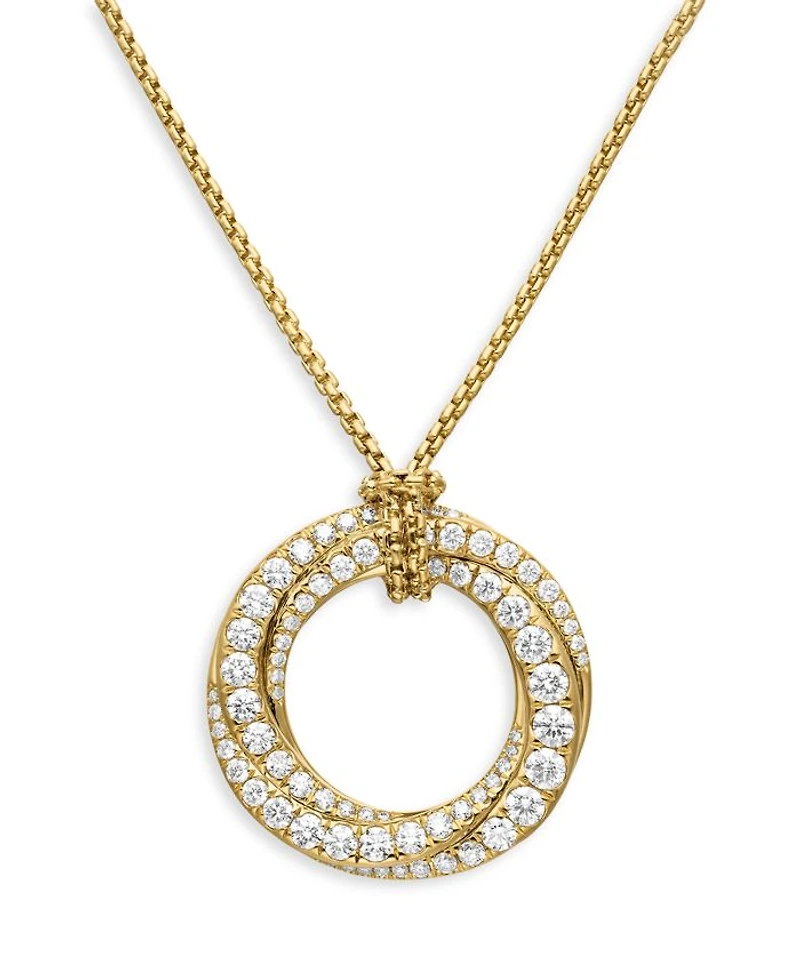 Pavé Crossover Pendant Necklace in 18K Yellow Gold with Diamonds, 21mm