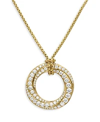 Pavé Crossover Pendant Necklace in 18K Yellow Gold with Diamonds, 21mm